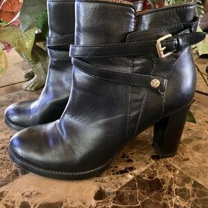 Black Heeled Ankle Boots with Buckle Detail
